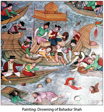 Painting: Drowning of Bahadur Shah
