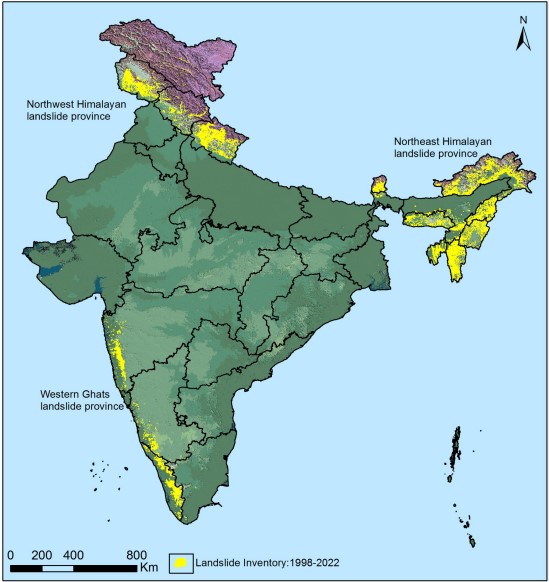 Landslide prone areas in India